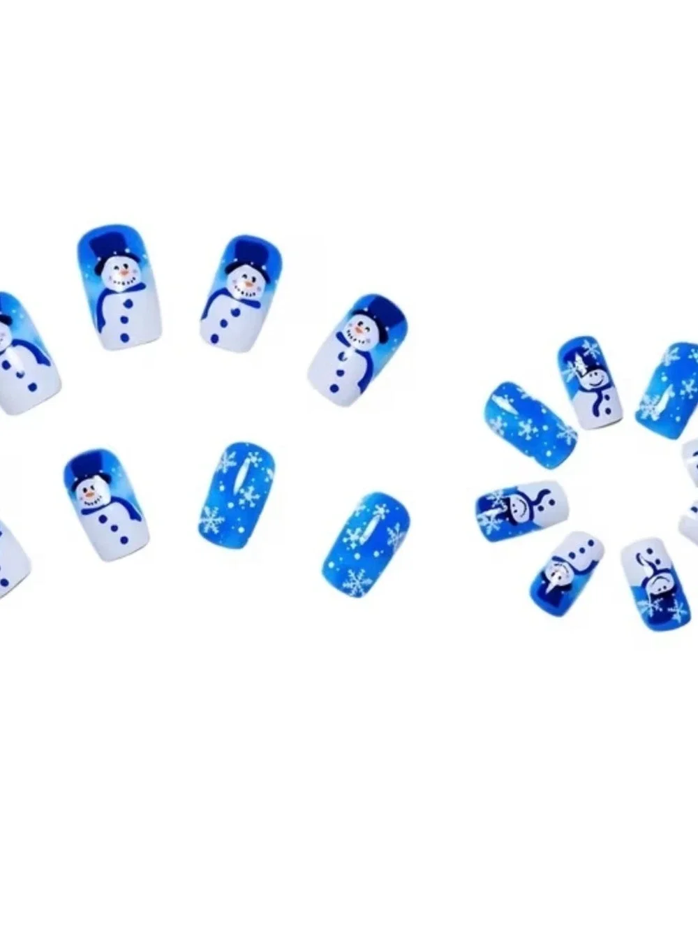 New -Super Cute -24Pcs -Snowman Reusable Press-On-Nails